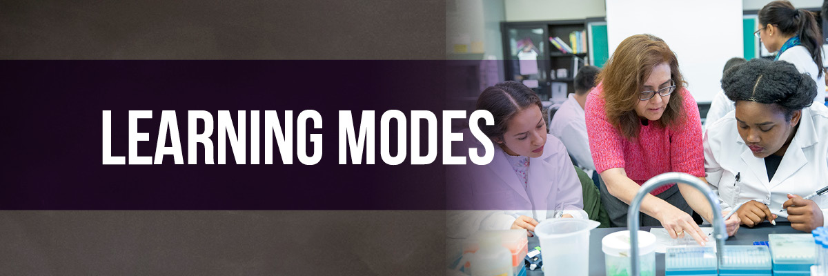 Learning Modes instructor with two students in a lab setting